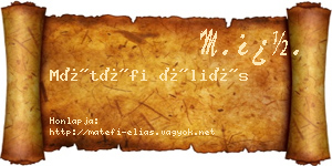 Mátéfi Éliás névjegykártya